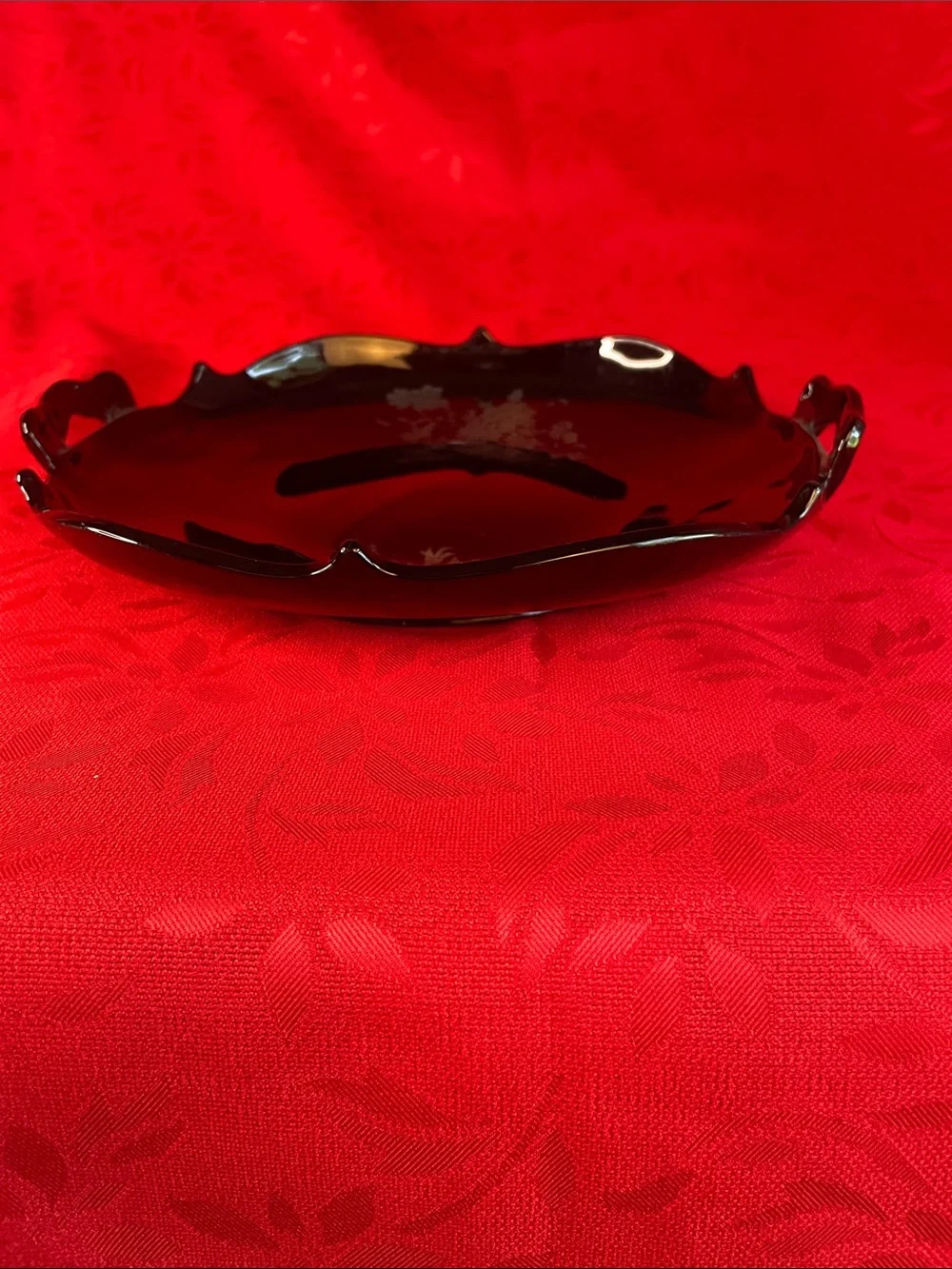 My. Pleasant Black Amethyst Decorative  Silver Floral Glass Cake Stand/Bowl Tray
